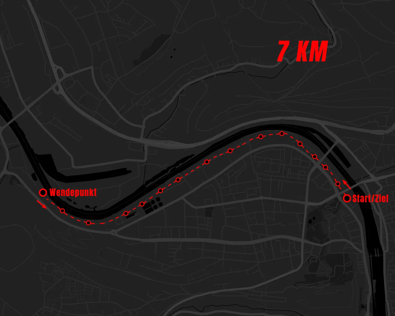 Streckenplan 7 km entlang des Mains in Würzburg